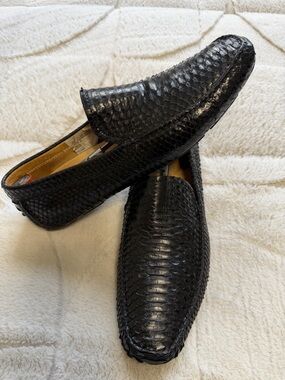 $2,495 Ferragamo Genuine Exotic Python Snakeskin Driving Loafers Shoes 10.5 11.5